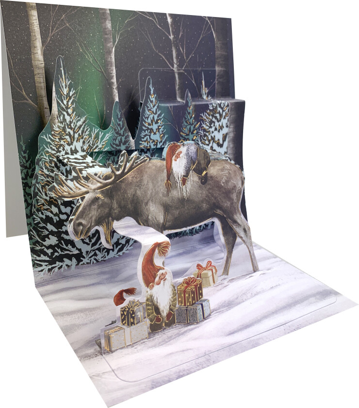 Kort doble 3D jul elg og smånisser