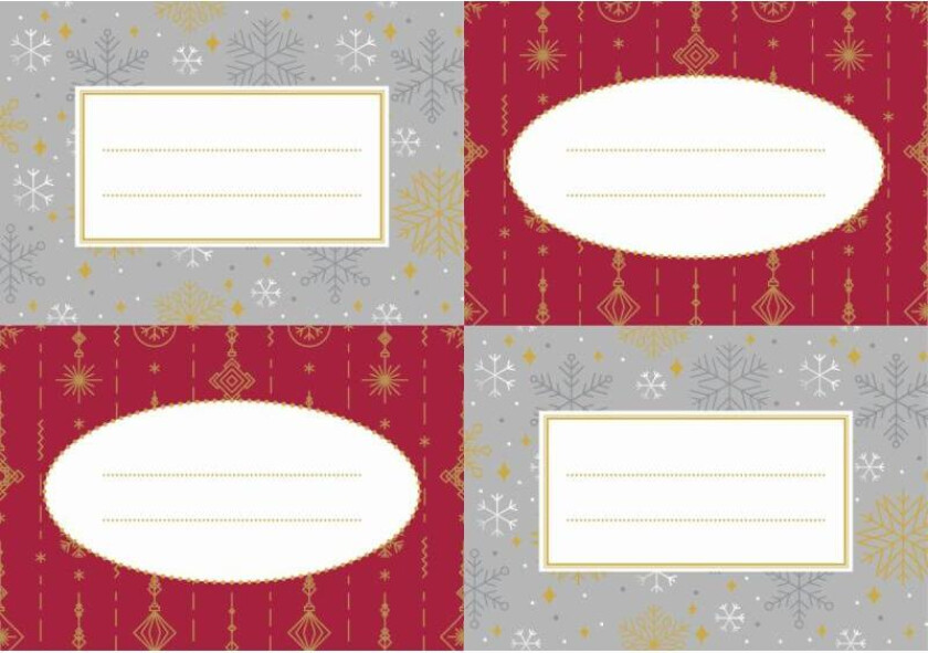 Merkelapper jul m/lim 2 ark rød/sølv