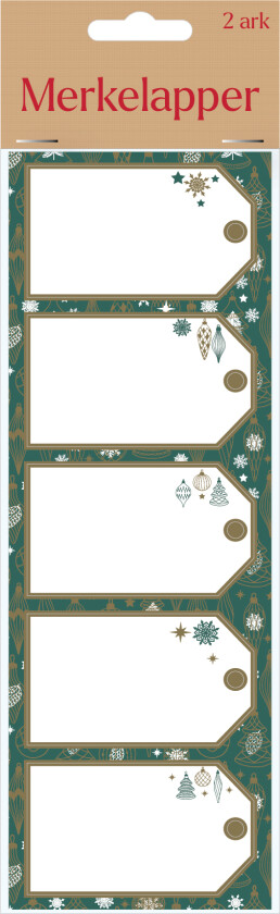 Merkelapper stickers julepynt 8stk grønn