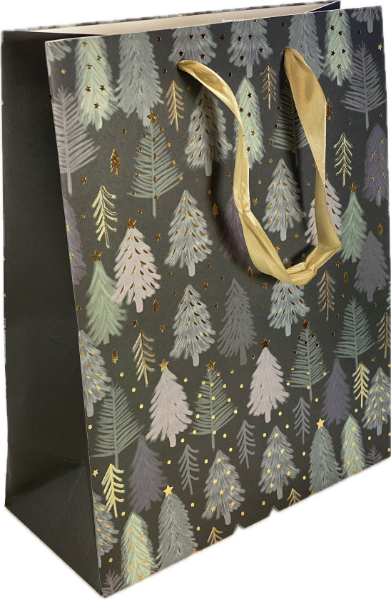 Gavepose skog L gullfolie grønn/blå
