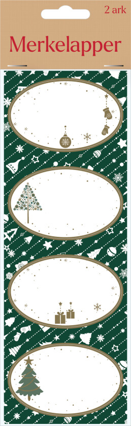 Merkelapper stickers oval 8stk grønn