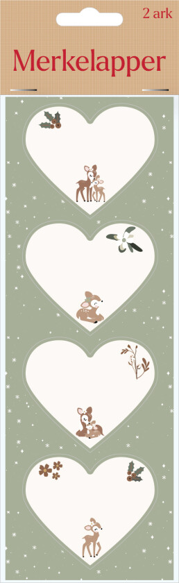 Merkelapper stickers hjerte 8stk grønn