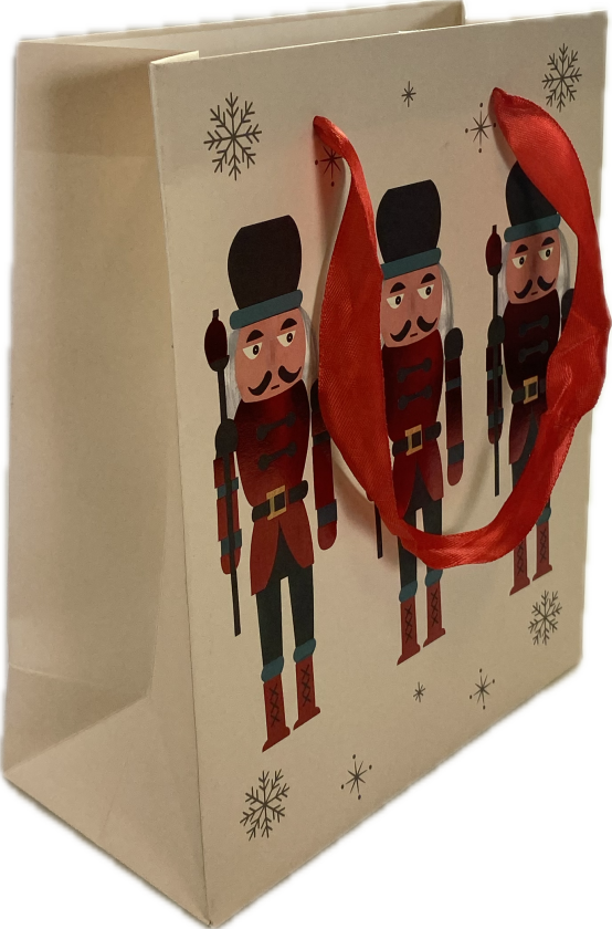 Gavepose nøtteknekker M rød folie hvit