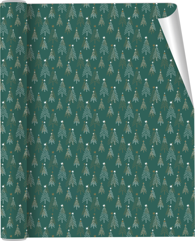 Gavepapir juletre 3m 70g hvit/grønn