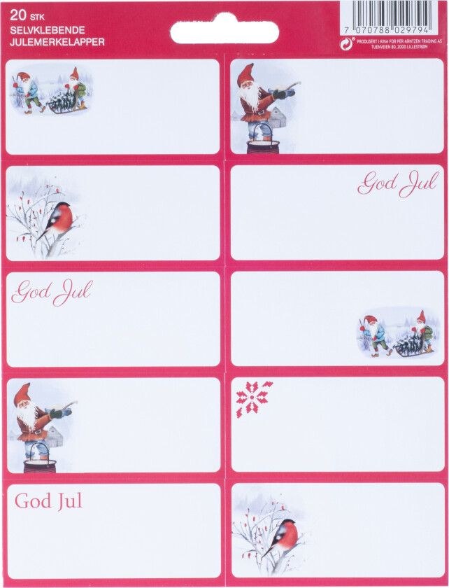 Merkelapper 20 stk stickers rød/grønn