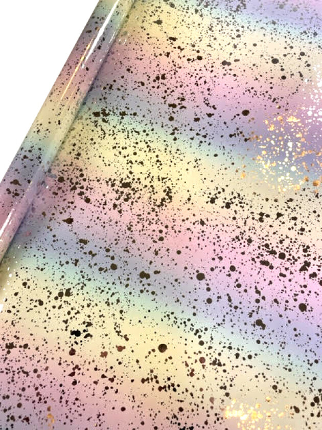 Gavepapir splash 2M sølvfolie/pastell
