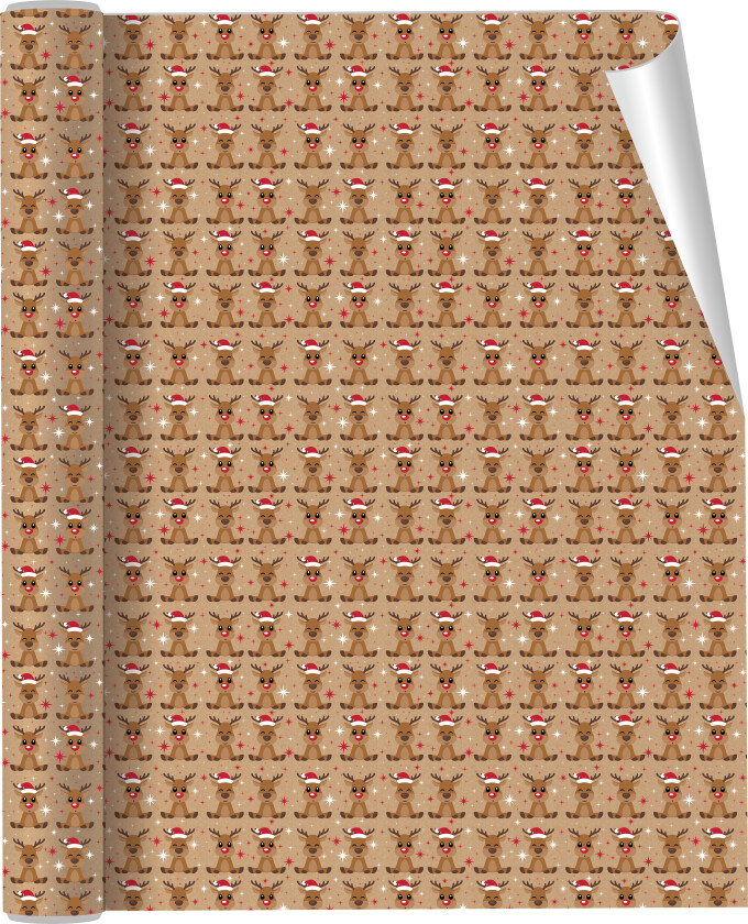 Gavepapir reinsdyr 3m 60g kraft brun