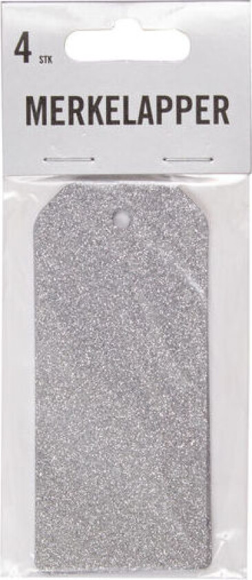Merkelapper glitter 10x4,5cm 4pk sølv