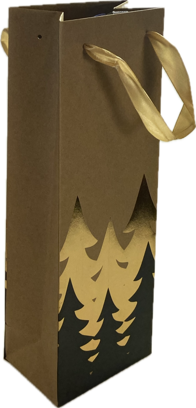Flaskepose trær kraft gullfolie brun