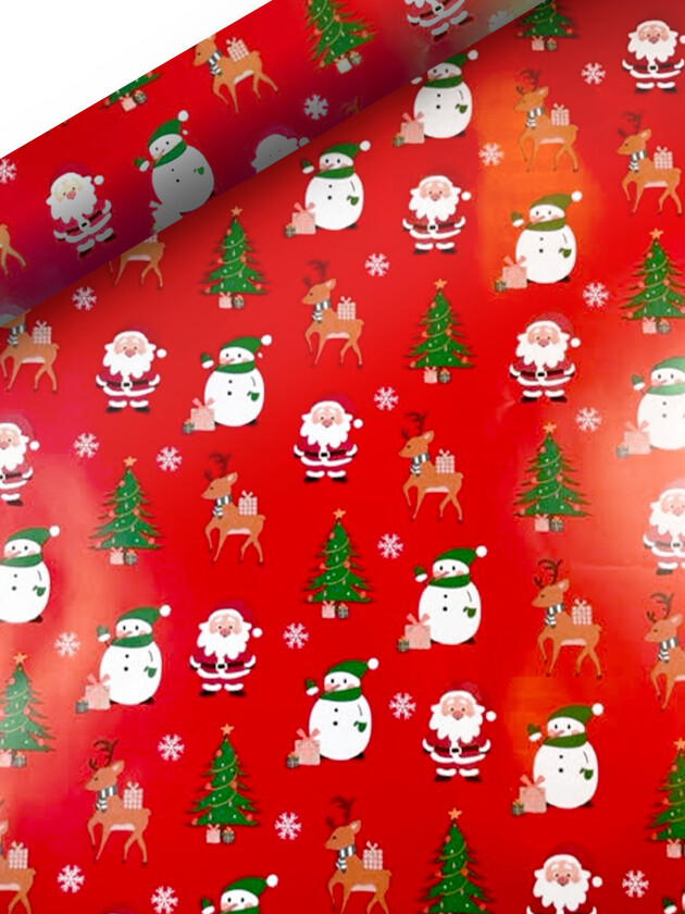 Gavepapir julemoro 10M LWC 70g rød