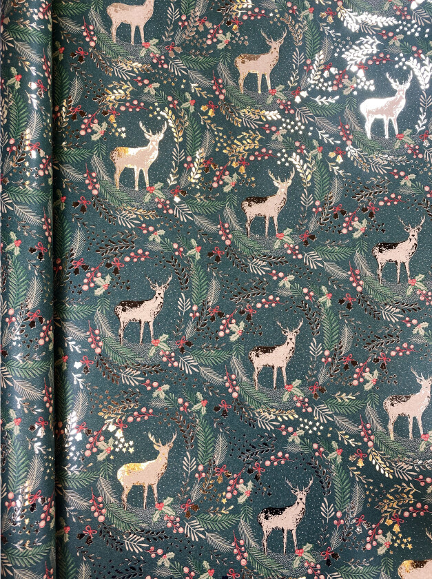 Gavepapir hjort 2M kraft grønn