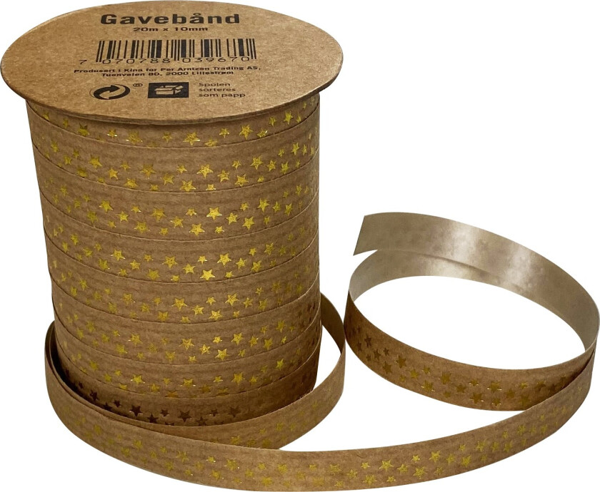 Gavebånd God Jul 20m kraft gullfolie