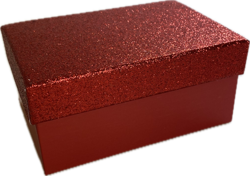 Bilde av Gaveeske glitter 12x9x6cm rød