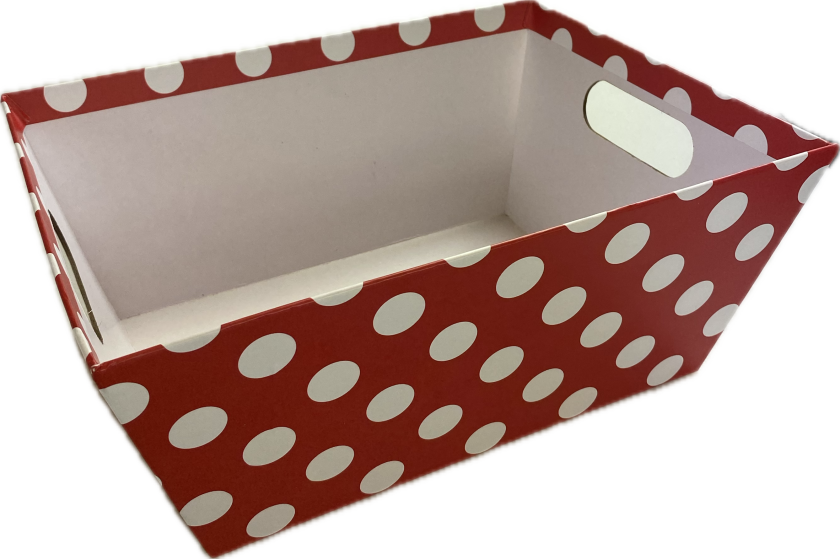 Gavekurv dots m/håndtak hvit/rød