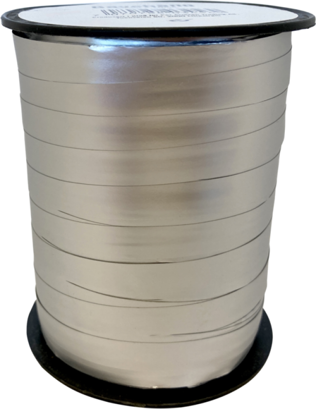 Gavebånd 200m x 10mm matt metallic sølv