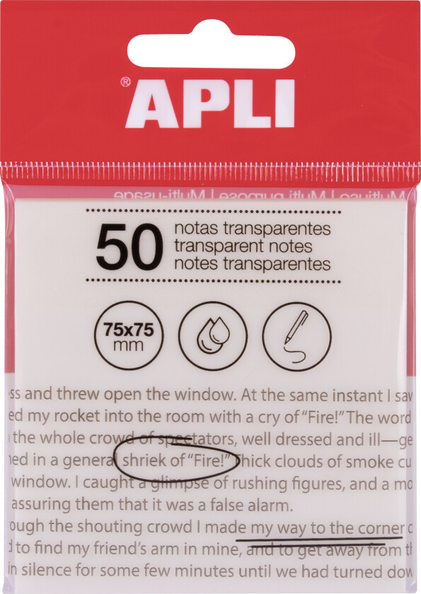Notatblokk STICKY transparent 75x75 (50)
