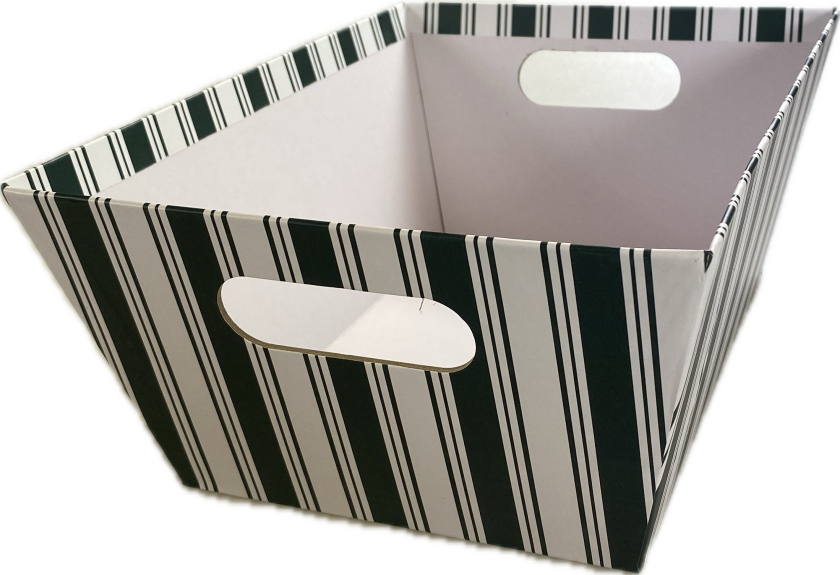 Bilde av Gavekurv stripe m/håndtak hvit/grønn