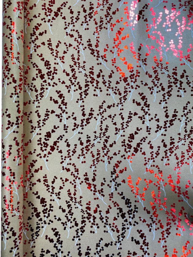 Gavepapir kvist 2M kraft rød folie