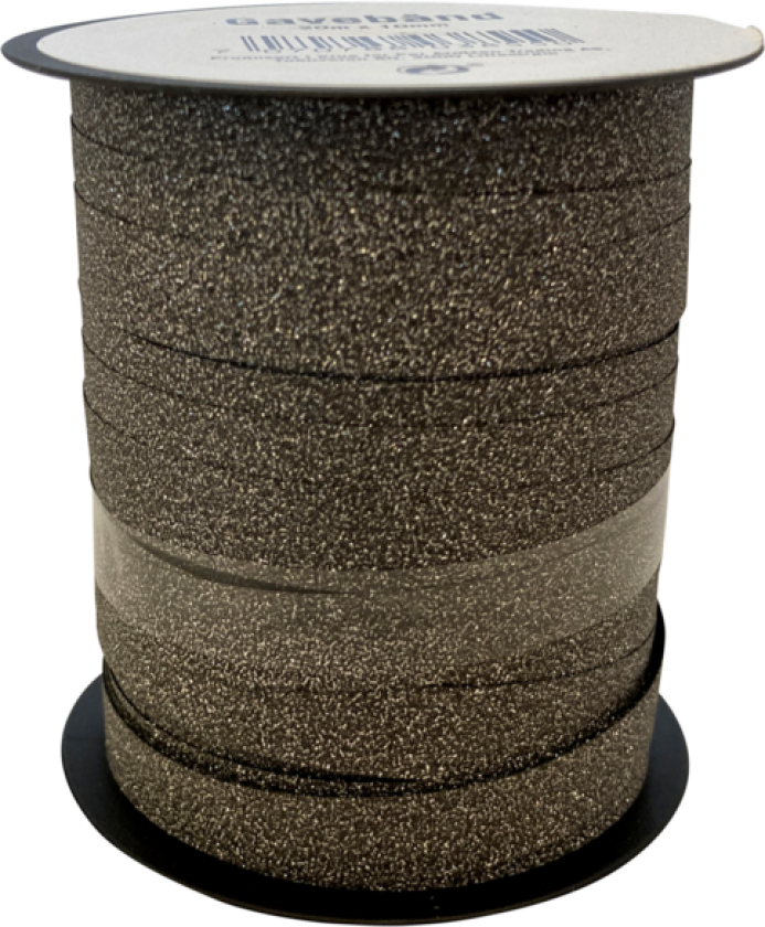 Gavebånd 20m x 10mm glitter sort