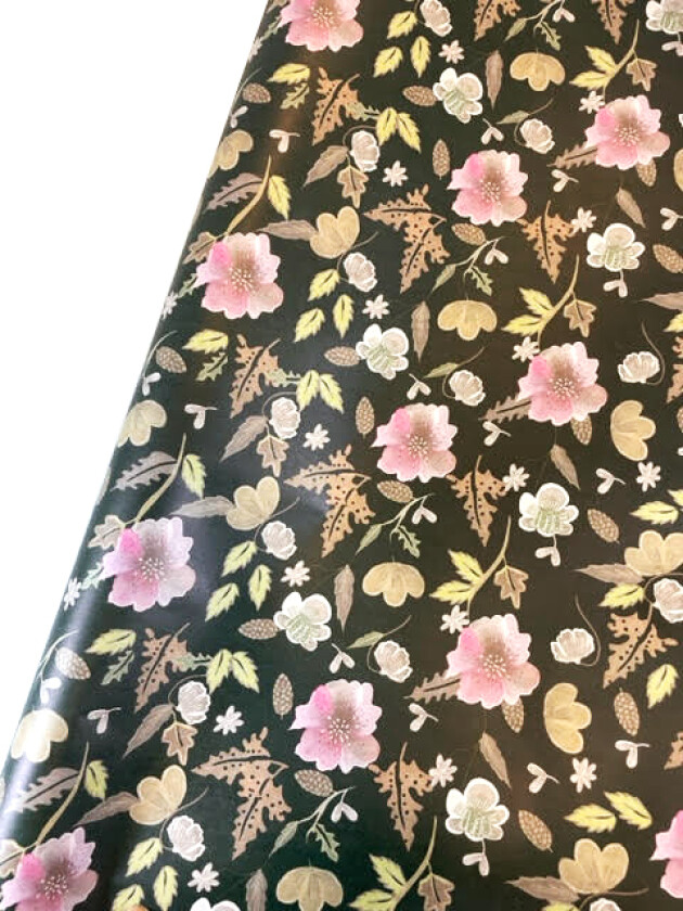 Gavepapir blomst botanisk 5M grønn