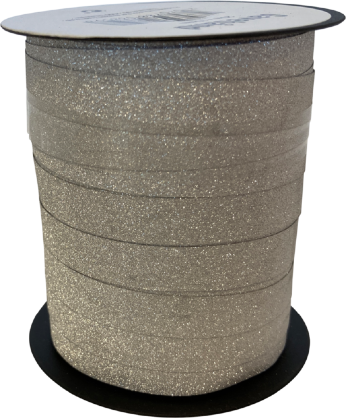 Gavebånd 20m x 10mm glitter sølv
