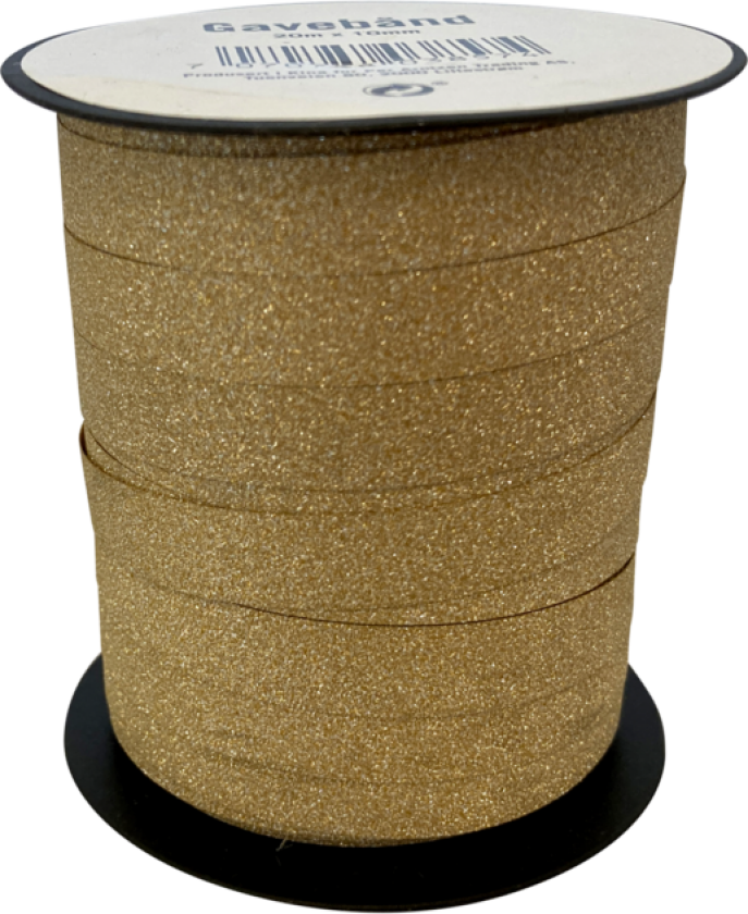 Gavebånd 20m x 10mm glitter gull