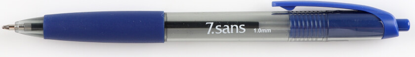 Kulepenn 7sans gummigrep 1mm blå klips