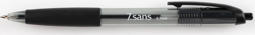 Kulepenn 7sans gummigrep 0,7mm sort klip