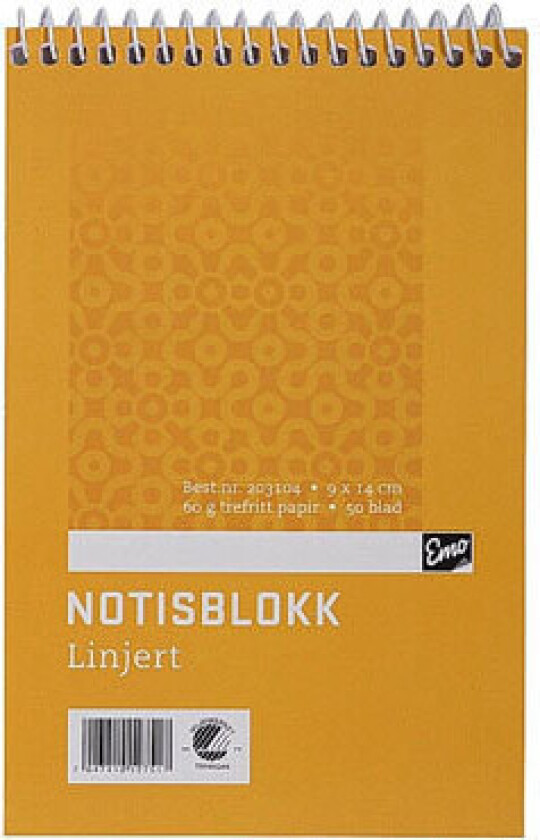 Notisblokk EMO spiral 9x14cm 50bl linjer
