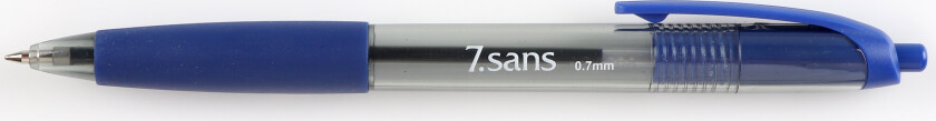 Kulepenn 7sans gummigrep 0,7mm blå klips