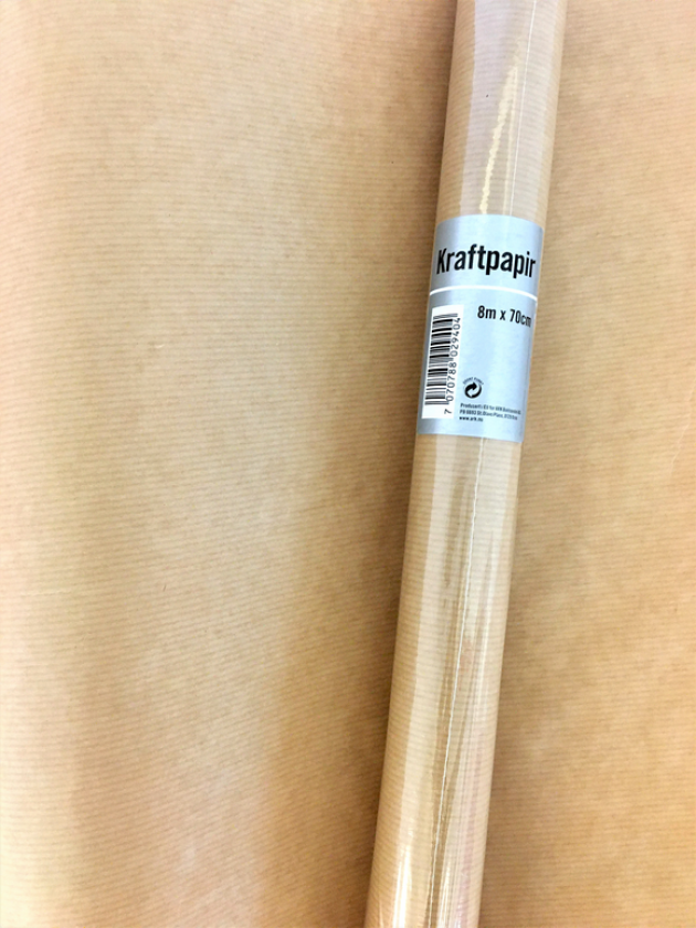 Kraftpapir 8M ensfarget ribbet brun