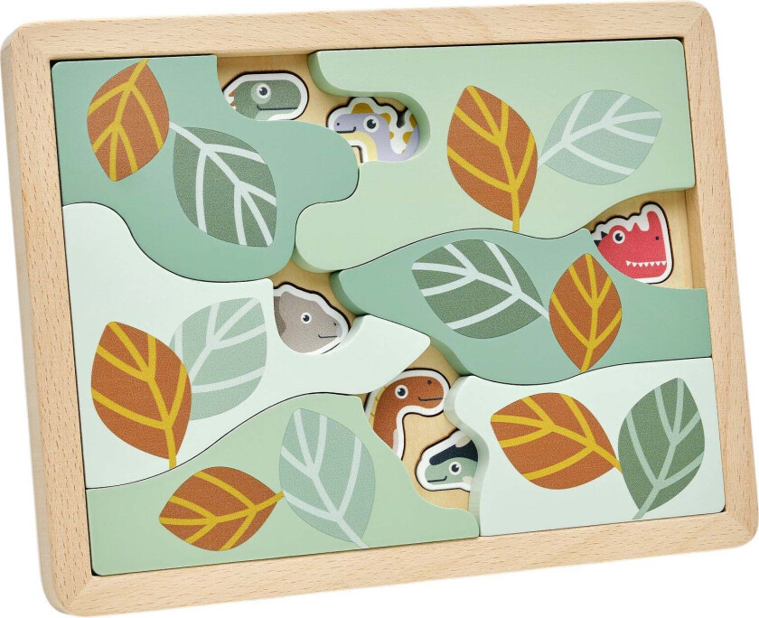 Skjult Dinosaurer Puslespill 6 Brikker - Barnepuslespill - Tre