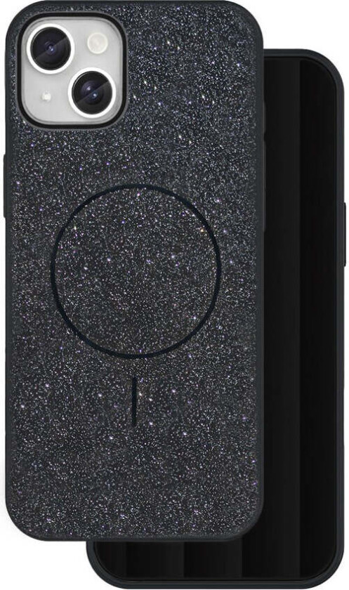 iPhone 14 Glitter Thin Deksel - MagSafe Kompatibel - Svart