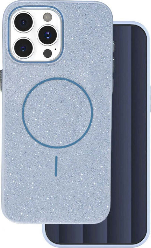 iPhone 15 Pro Glitter Thin Deksel - MagSafe Kompatibel - Lys Blå