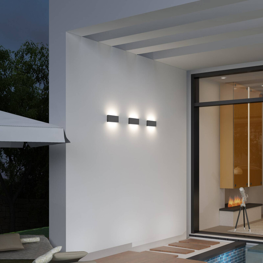 Utendørs LED-vegglampe CMD 9070, 17 cm, antrasitt, IP54, opp/ned