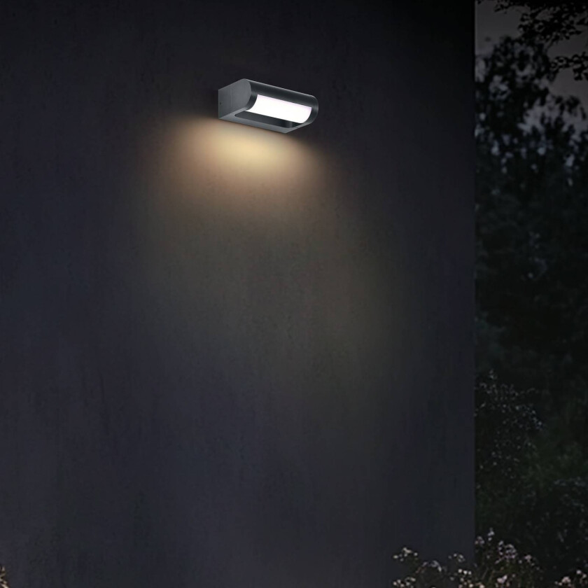 Utendørs LED-vegglampe CMD 9052, bredde 18 cm, antrasitt, IP65