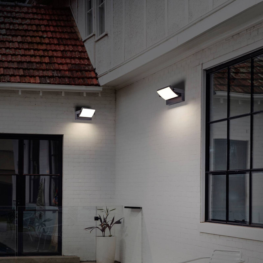 LED-vegglampe CMD 9080, antrasitt, bredde 21 cm, IP54