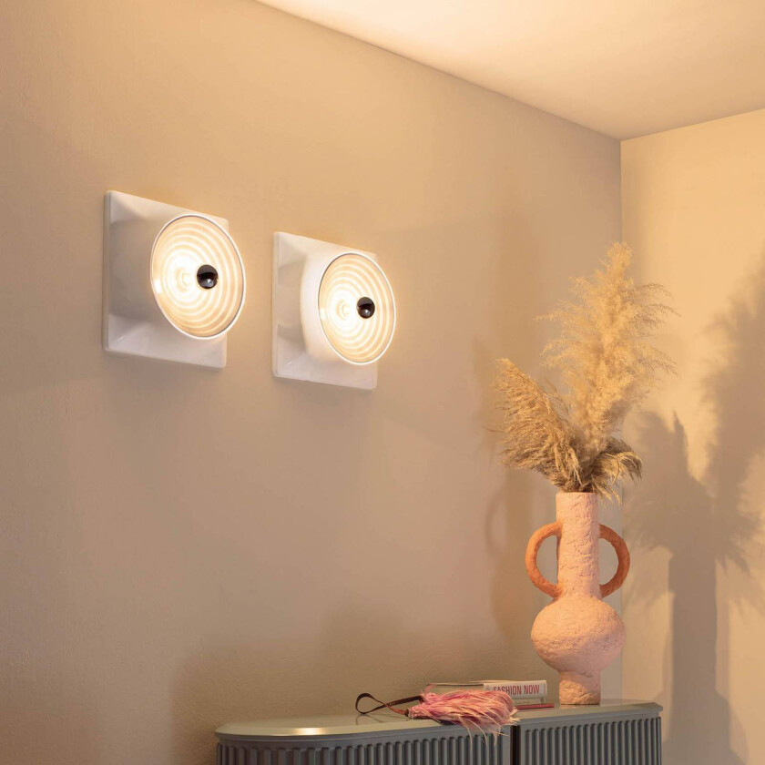 Goletta taklampe, blank hvit/aluminiumsfarget