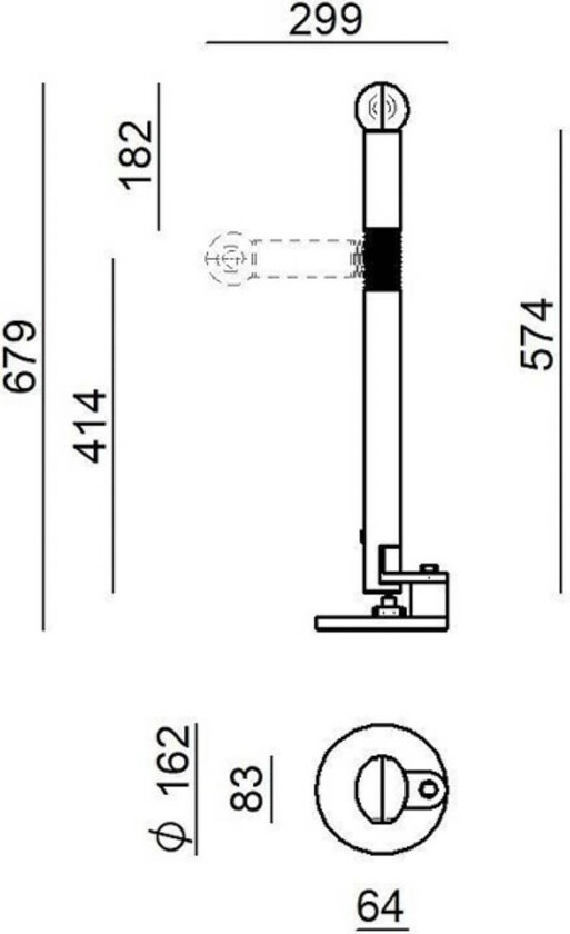 bordlampe Periscopio, hvit, høyde 68 cm, metall
