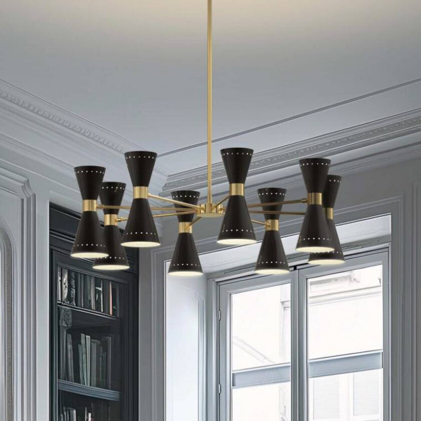 pendellampe Megafono, Ø 100 cm, svart, 16-lys.