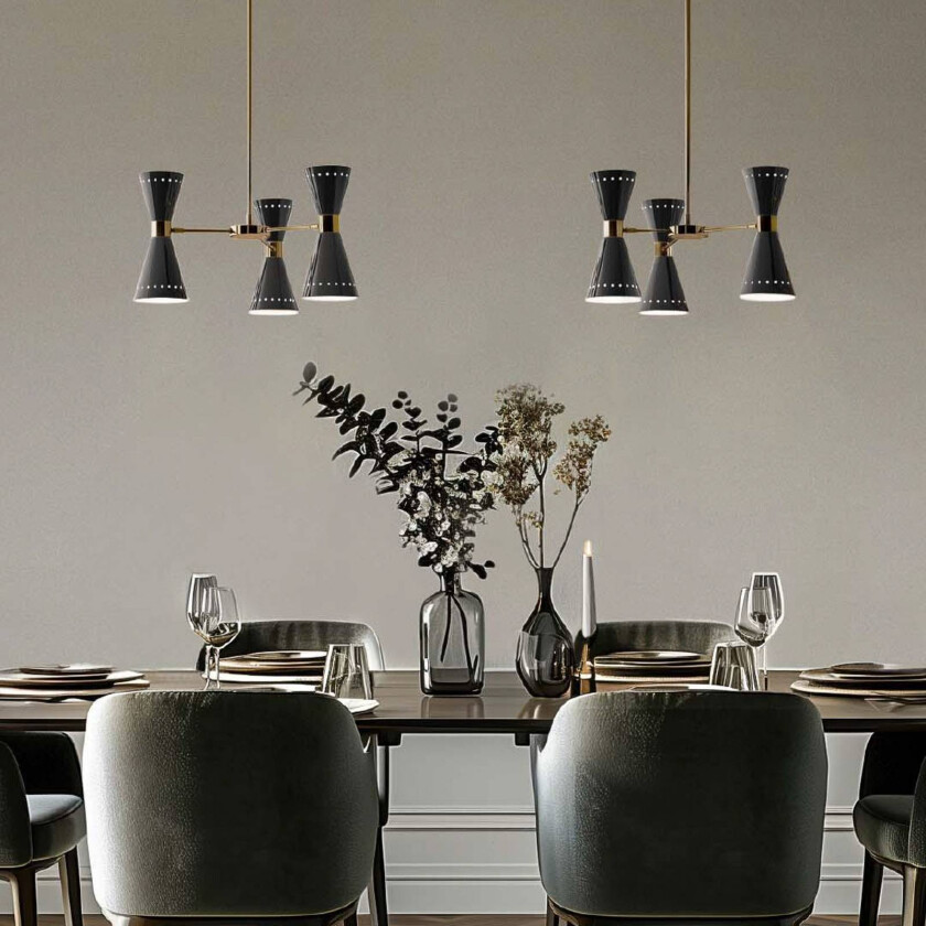 pendellampe Megafono, svart, lengde 54 cm, 6 lyskilder.