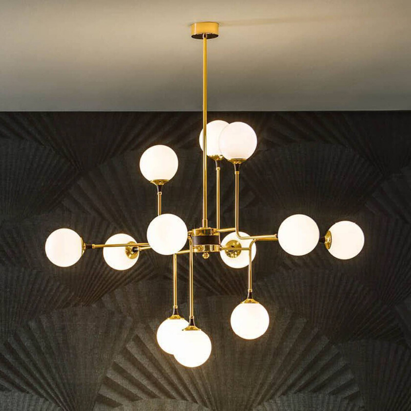 hengelampe Galassia, gullfarget, Ø 120 cm, 12 lyskilder.