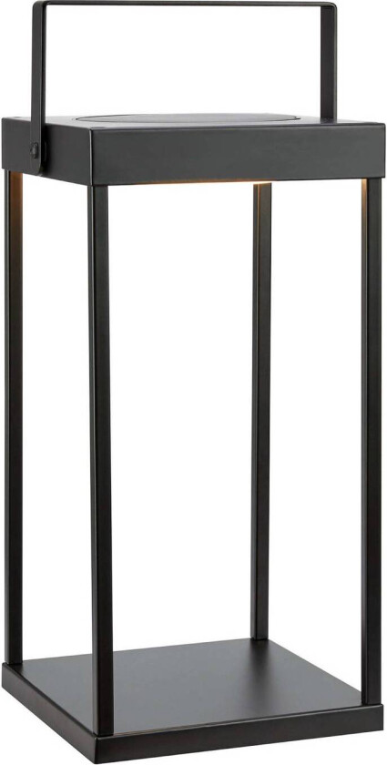 Solarlaterne Pure, svart, USB, metall, høyde 42 cm