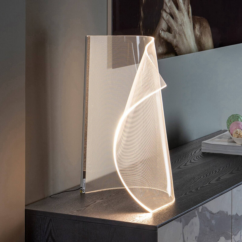 Velos II LED-bordlampe, krom, dimmer, metall, plast