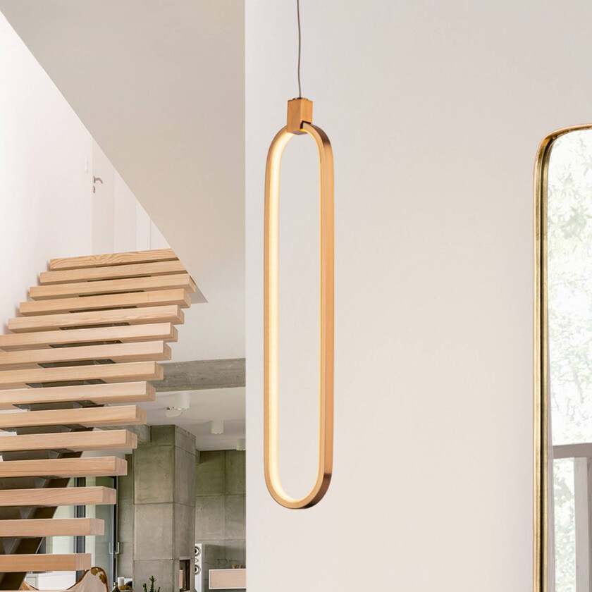 Colette LED-hengelampe, rosa gull, 1 lyskilde