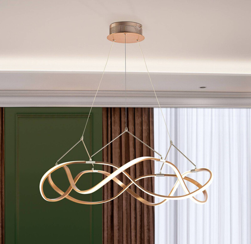 LED-hengelampe Molly, rosa gull, dimbar, Ø 80 cm