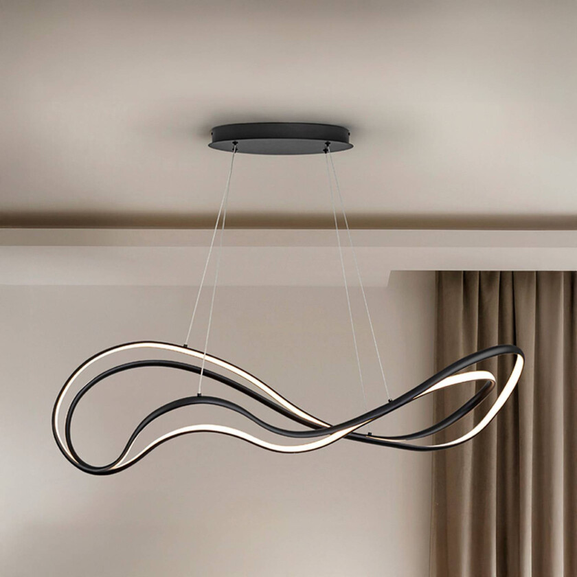 Danza LED-hengelampe, matt svart, metall, aluminium