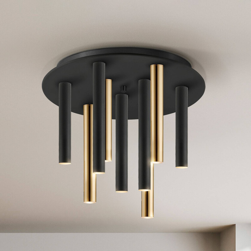 LED-taklampe Varas dimbar, 9 lyskilder, gull/svart, metall