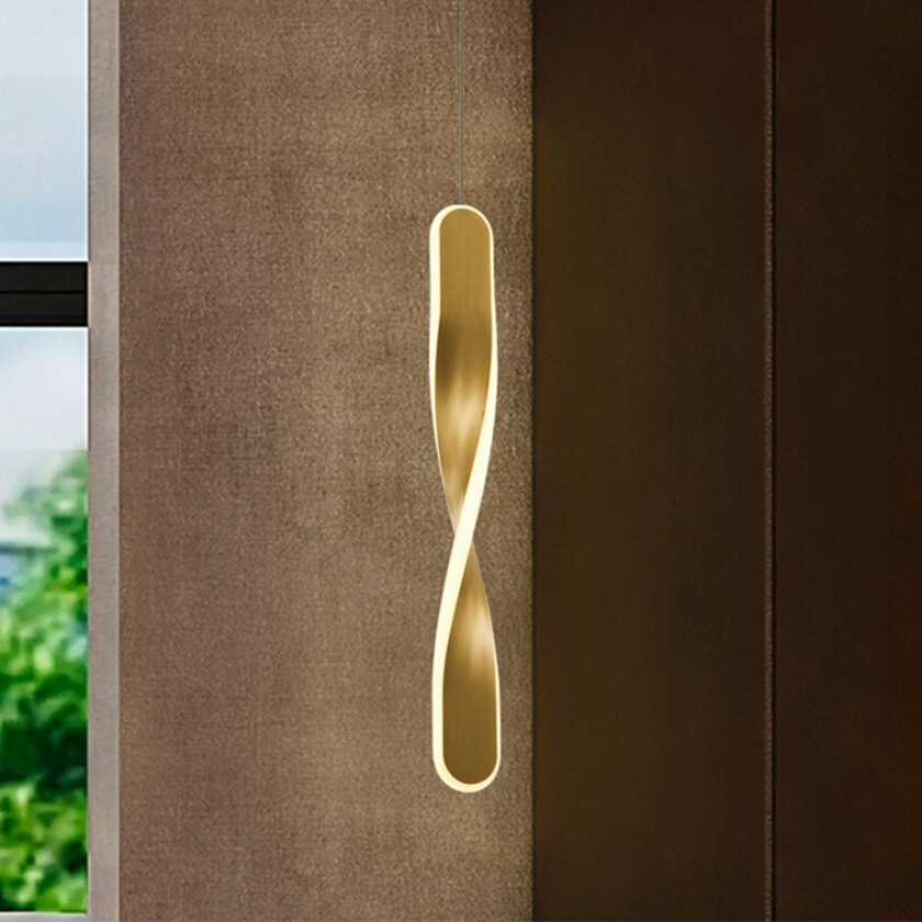LED-hengelampe Twist, 1 lyskilde, gullfarget, metall