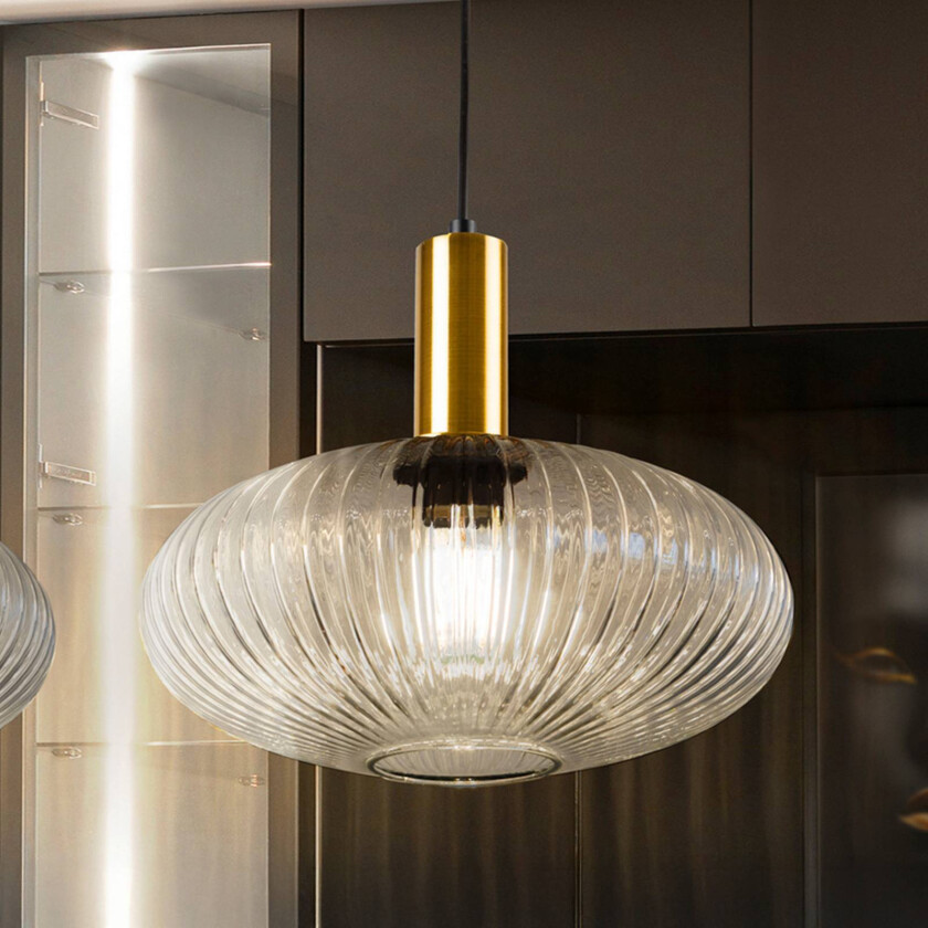 Norma hengelampe, Ø 30 cm, svart/klar, glass, E27